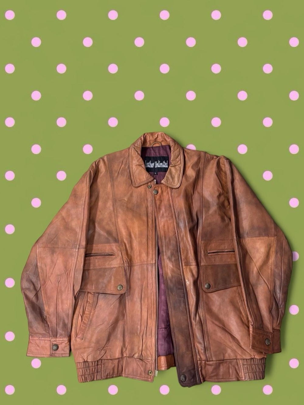 Men's Vintage Brown Leather Bomber Jacket